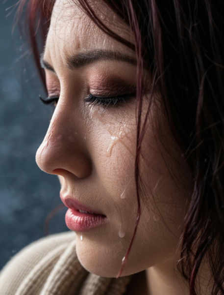 Crying Expression - Tears Run Down her Face - SDXL