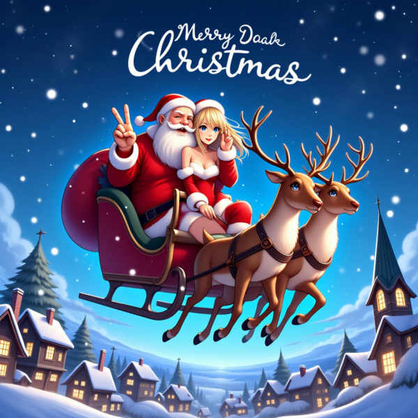 girl like reindeer sleigh - FLUX