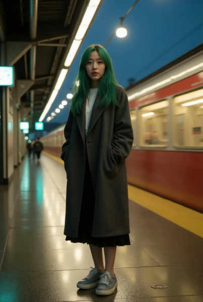 Suika Foxx 🇯🇵 - Original Character | Japanese Woman with Green Hair - V1