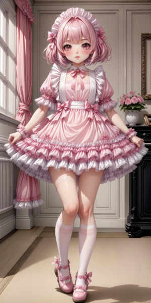 Pink and White Pinafore Dress - V1