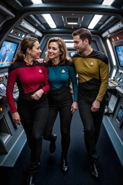 Star Trek TNG uniforms (5 variants + Geordi Visor) (Flux) - Seasons 1-2