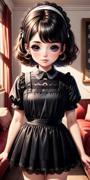 Simple Black Satin Maid Dress - v1.0