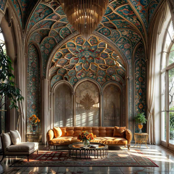 iranian architecture style : flower tiles - V1