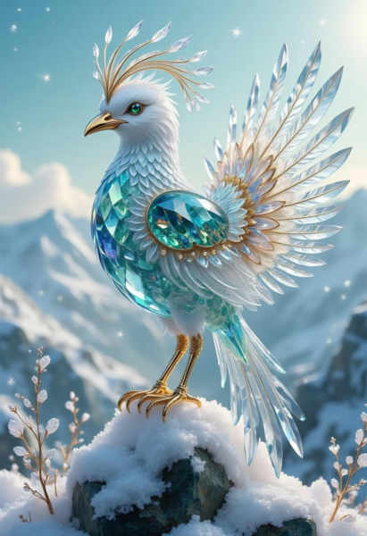 DE_Crystal Bird-Shaped Art_Diverse Scene Creation - v1.0