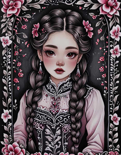 Gothic Pink Floral - X09_d4