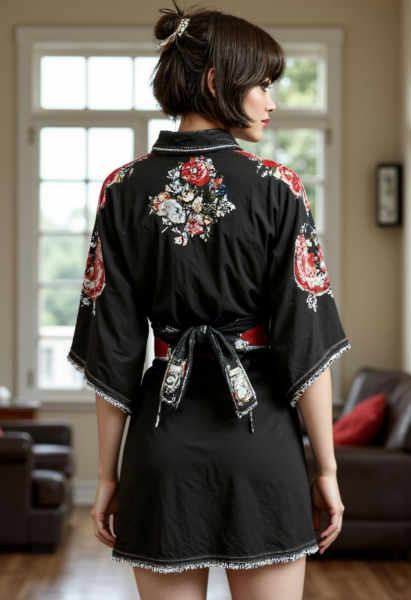 LoRA for sexy black kimono - FLUX