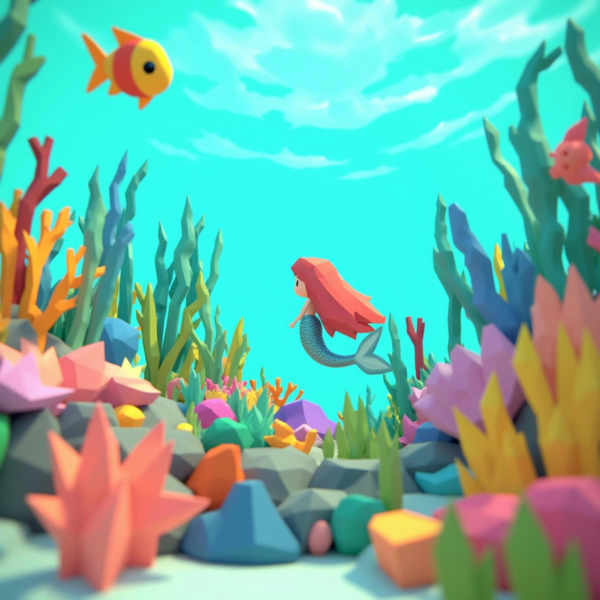 Game Assets Lowpoly-style 3D background assets for games FLUX - v1.0