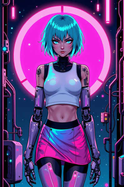 🟣 Retrowave Style FLUX+Illustrious 🎧🌆 - retrowave style Flux
