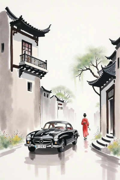 DL_Ink-Wash Car Integration_Ancient Scenery And Luxury Car Creation - v1.0