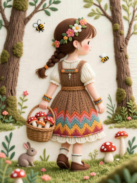 A_Embroidery Art Style_Forest Girl Creation - v1.0