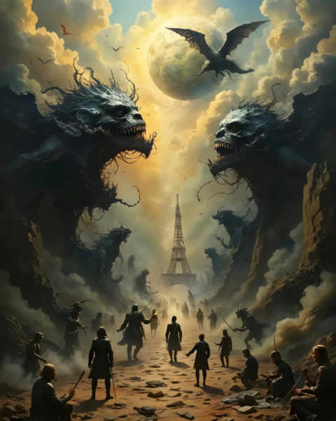 Dark Surrealism Fantasy Style: Last Light of Eiffel Tower - Last Light of EiffelTower