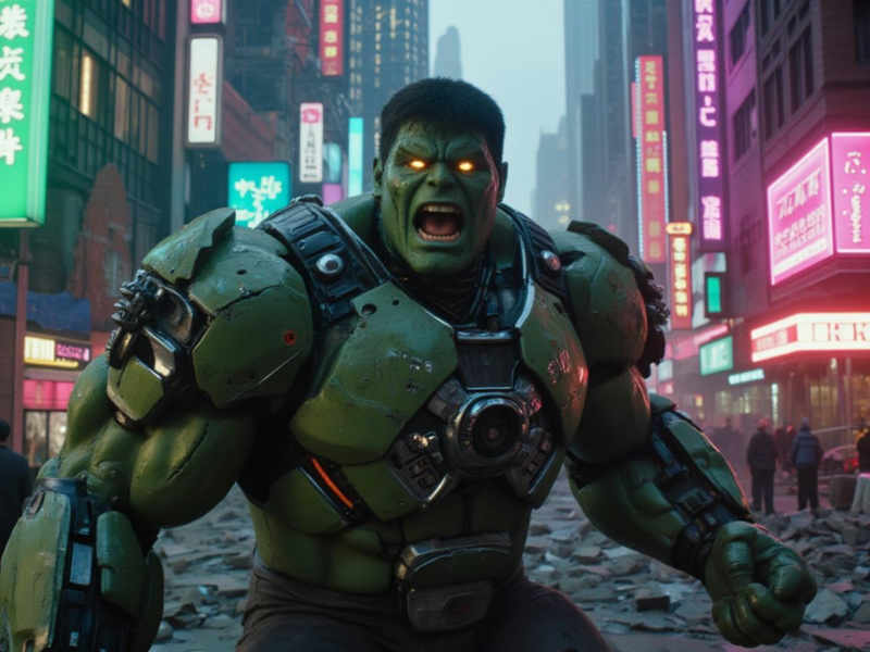 Half-Robot Super Hero Lora for Flux - Half-Robot Heroes-e15-v1