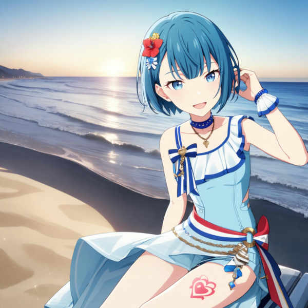 Blue Marine Frill Flair (Hinomori Shizuku) / Project SEKAI - AnimagineXL V3.1