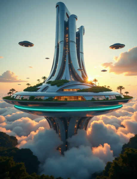 Sky City | Sci-Fi Spaceship | Aerial Vehicle FLUX - v1.0