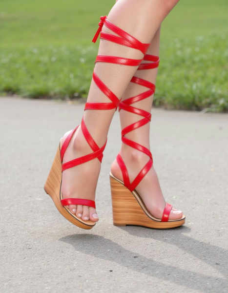 Leg wrap wedge sandals - v1.0