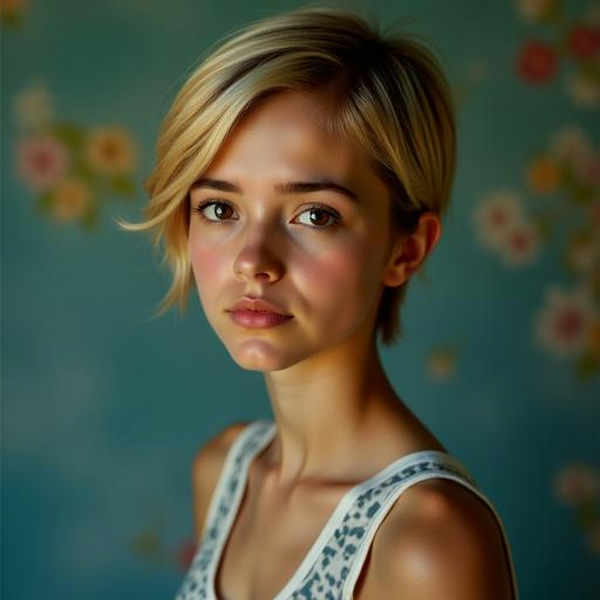 Short hair blond girl sports and office wear - v2.0