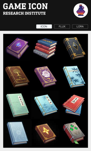 Game icon research_book_Lora - Flux1.0