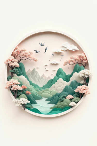 DR_Chinese-Style Landscape Paper-Cutting_Scenery Scene Generation - v1.0