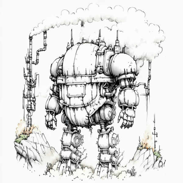 Whimsical Mechanica Line Drawing - SDXL