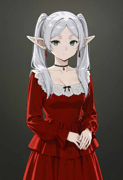 Red Raisin Collar Velvet Dress - v1.0