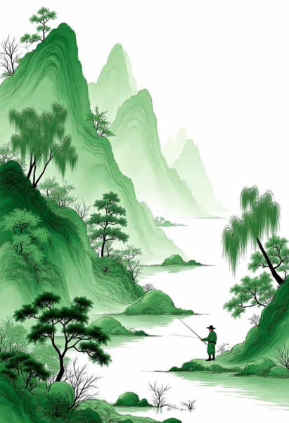 DX_Green Ink-Wash Landscape Style_Landscape Scene Generation - v1.0