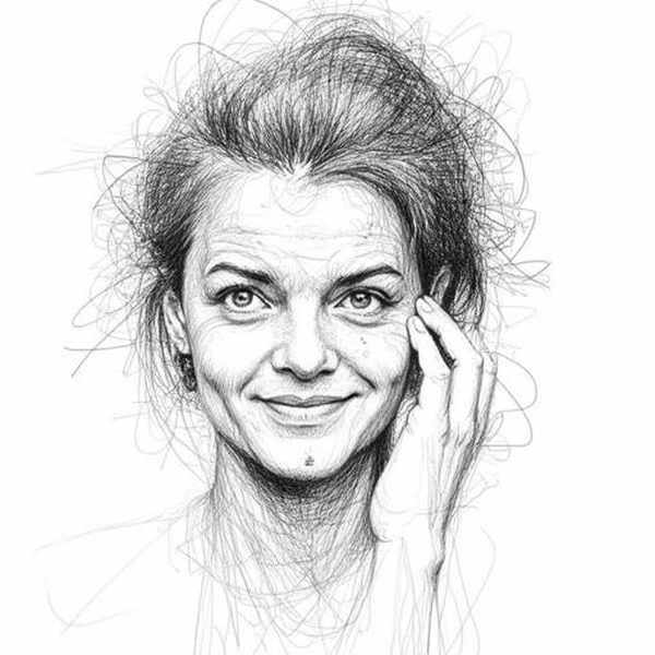 Pencil sketch portrait painting style with messy lines SD3.5&Flux - F.1D