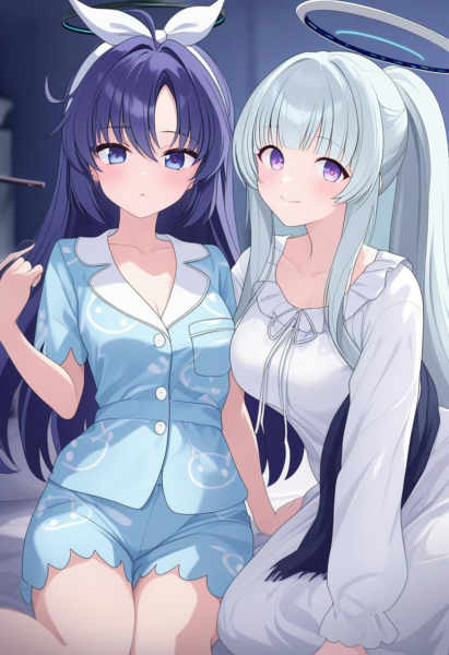 Yuuka and Noa (Pajamas) - 1.2_noob_v-prediction