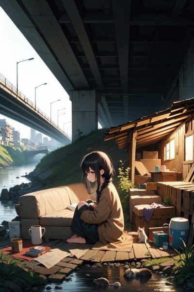 girl hate shack under bridge - SD 1.5