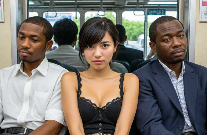 Sitting Squeezed on Train - SDXL