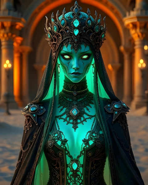 Elegy in Sand and Silk: Empress of the Emerald Veil - Empress of Emerald Veil
