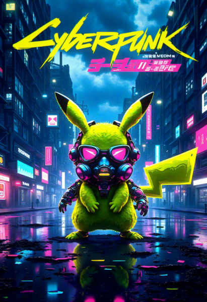 FLUX Cyberpunk Poster v2 - FLUX v1.0