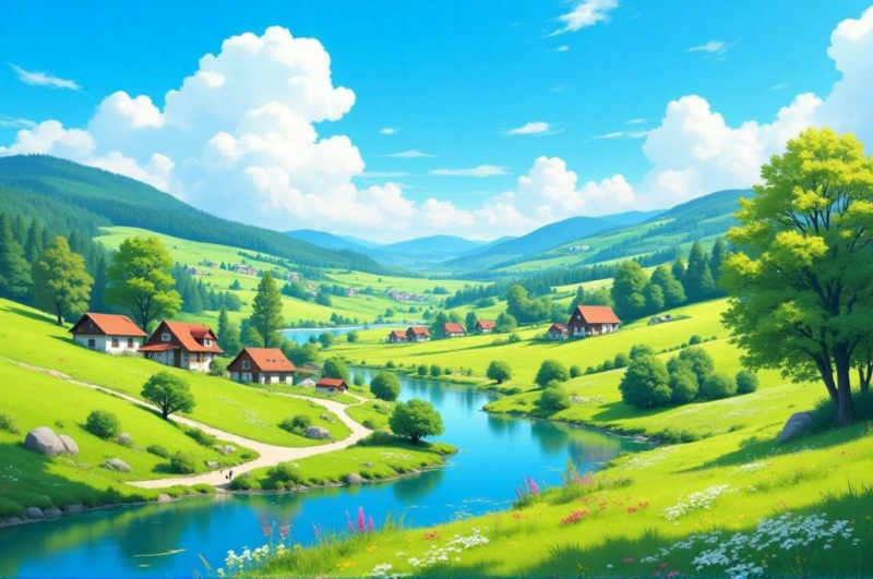 DE_Pastoral Landscape Painting_Landscape Scene Generation - v1.0