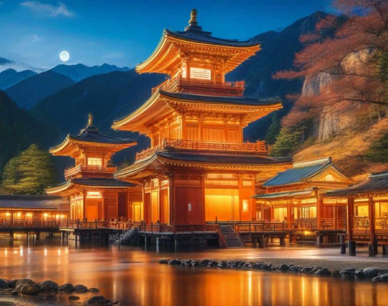 Japanese Temple Background (Landscape) (SDXL) (AD) - v1.0