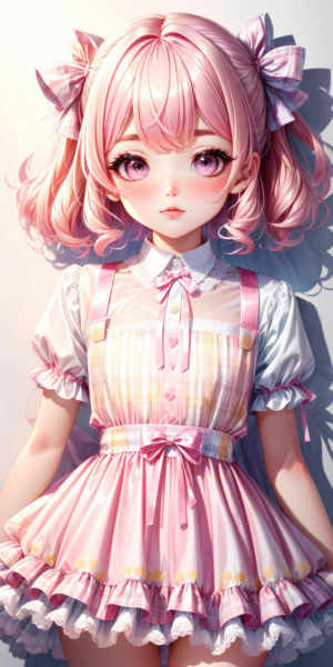 Pink Plaid Shiny Satin Pinafore Dress - v1.0