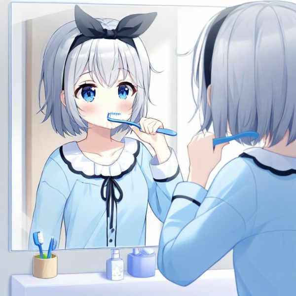 Looking at Mirror (Out of Frame) - Animagine