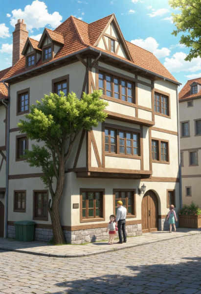 Medieval city Anime landscape - background - Flux v1.0