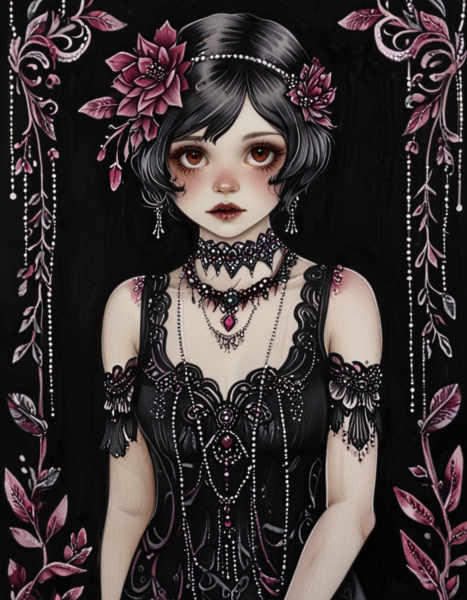 Gothic Pink Floral - X09_a1