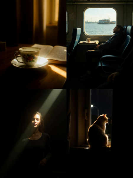 Partially illuminated, strong dramatic contrast in lighting, moody, cinematic - dim8