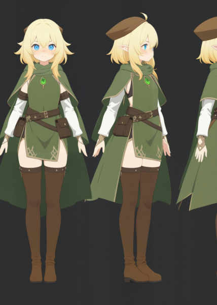 F1/XL Anime Model Turn, Multi-View, Turnaround, Model Sheet, Character Design - SDXL