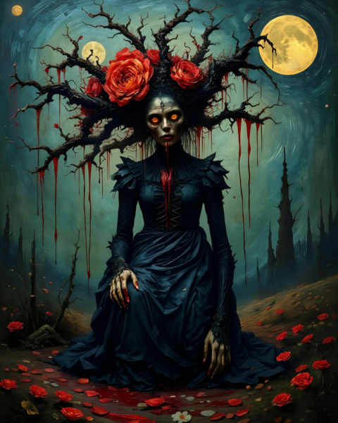 Macabre Painting: Dark Style Blood Fantasy, Lady of the Red Valley - Lady of Red Valley
