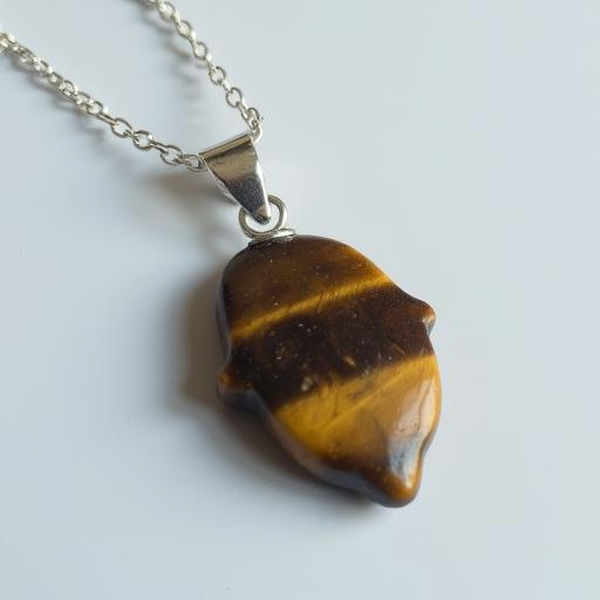 Support & Buzz Tiger's eye Khamsa Pendant Necklace sterling silver – Jewelry LoRA (Flux Dev) - v5.