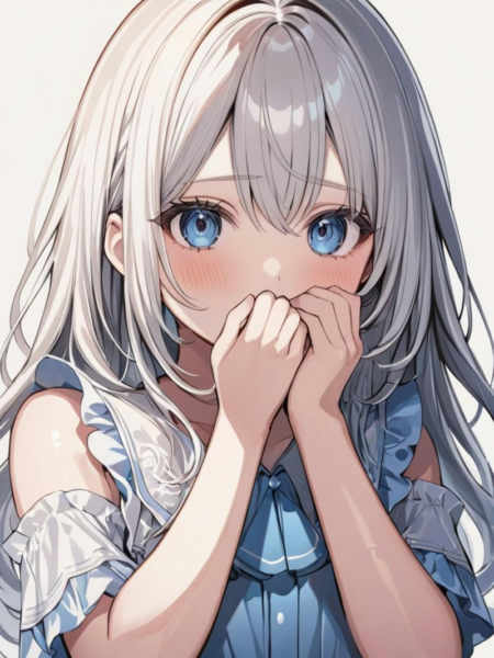 口を手で覆う/hand over own mouth(XL,pony) - v1.0 XL