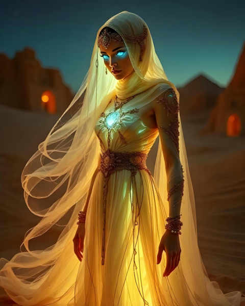 Elegy in Sand and Silk: Emberlight in the Desert Silence - EmberlightinDesertSilence