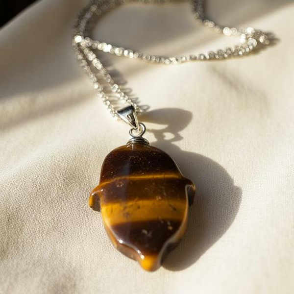 Support & Buzz Tiger's eye Khamsa Pendant Necklace sterling silver – Jewelry LoRA (Flux Dev) - v3.