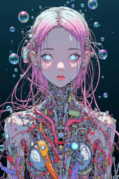 Flux.1_Mechanical Bloom · Surreal Anime-style Portrait - v1.0