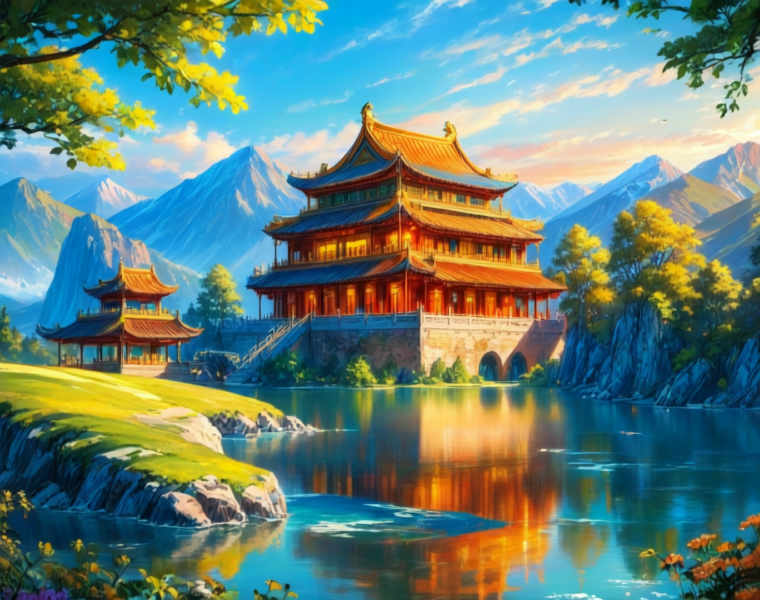 Chinese Temple Background (Landscape) (SDXL) (AD) - v1.0