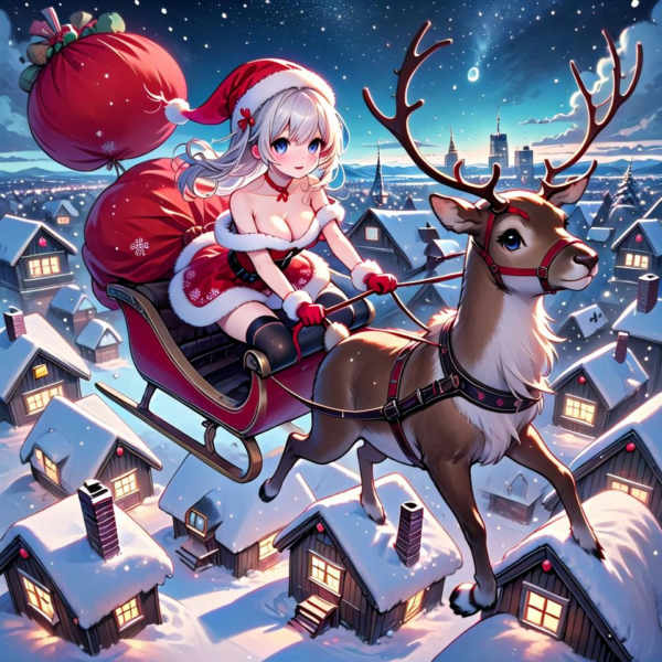 girl like reindeer sleigh - SD 1.5