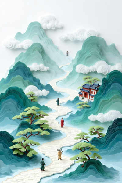 DJ_Chinese Style Paper-Cut Art_Landscape Scene Generation - v1.0