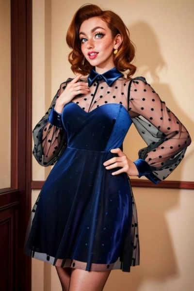 Polka Dot Velvet Dress - v1.0