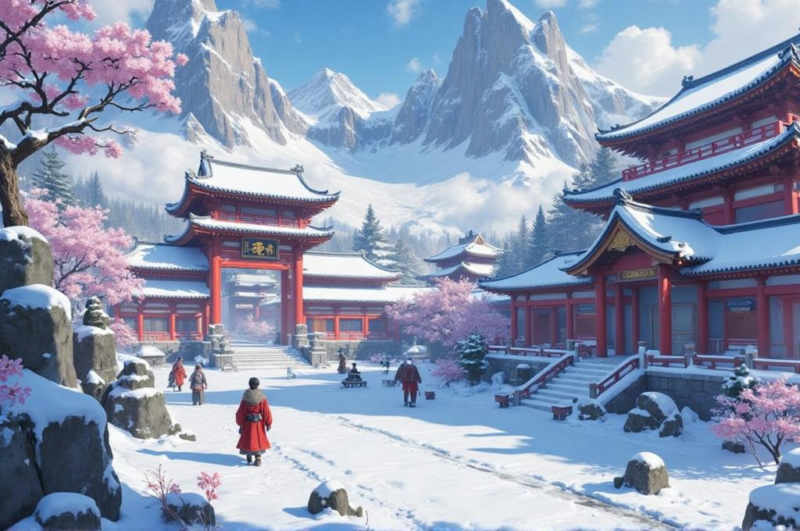 B_Chinese-Style Snowy Landscape Architecture_Ancient Architecture Snow Scene Generation - v1.0